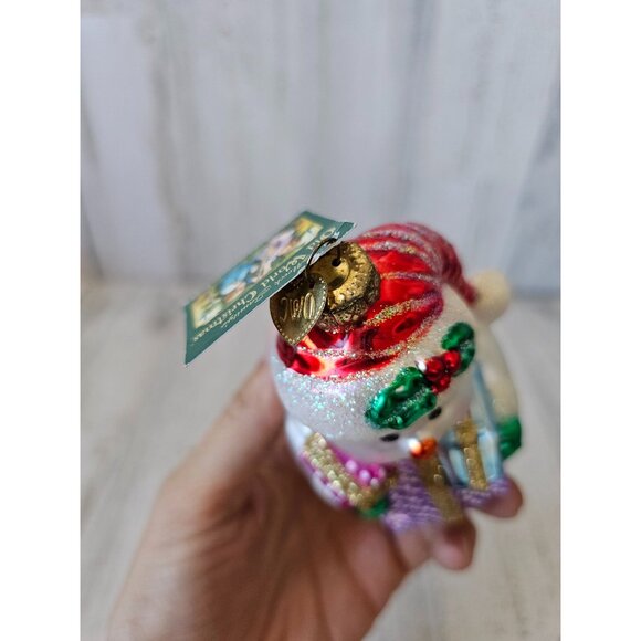 Old world snowman presents glitter glass ornaments OWC sparkle white - Picture 7 of 9